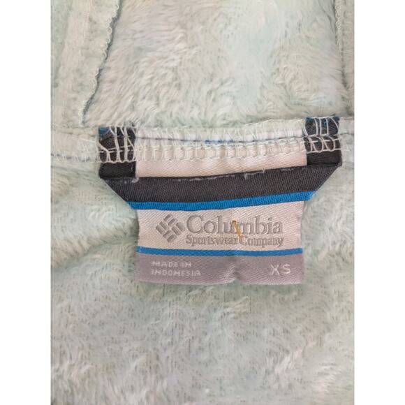 Columbia Jacket Womens EX Small Mint Gray Fuzzy Full Zip Fleece Hooded Ladies - Picture 6 of 7